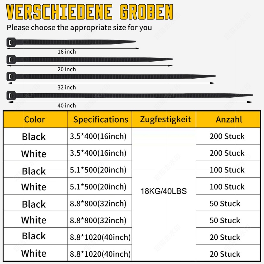8-Inch UV-Resistant Black Cable Ties